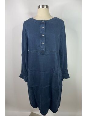 J Jill Casual Henley Long Sleeve Knee Length Shift Dress